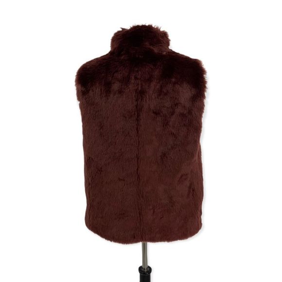 J. Crew Burgundy Faux Fur Vest Full Zip Size Small - Picture 11 of 11